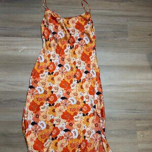 Women’s Orange Floral Slip Dress